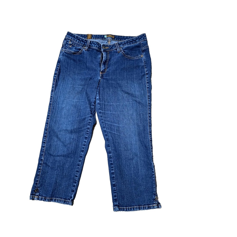 Wrangler Aura Womens Mid Rise Capri Jeans Size 12P‎ Blue
